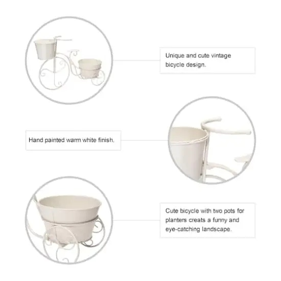 Glitzhome&reg; 21.5'' White Metal Bicycle Plant Stand {8}