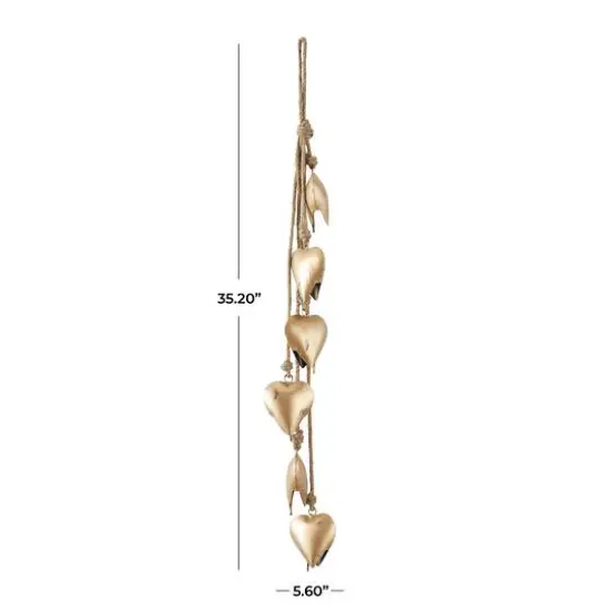 Gold Metal Bohemian Decorative Cow Bell, 6" x 2" x 35" {6}