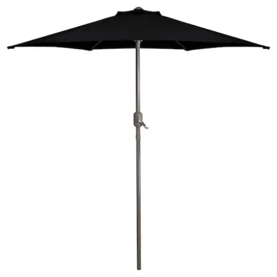 7.5ft. Outdoor Patio Market Umbrella with Hand Crank Black {1}