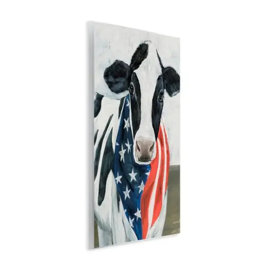Stupell Industries Farm Cow American Flag Animal Wall Plaque Art {4}