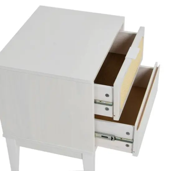 Hello Honey&reg; Crawford 24" Solid Wood Nightstand with Storage Drawers and Cane Detail White {8}