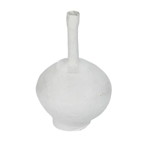 Hello Honey&reg; 11" Round Whitewashed Decorative Paper Mache Taper Holder {1}