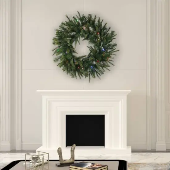 48" Pre-Lit Cashmere Artificial Christmas Wreath, Multi-Colored Dura-lit LED Lights {3}