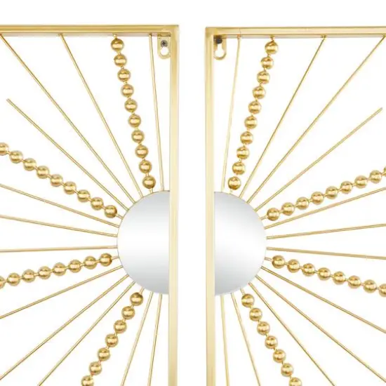 CosmoLiving by Cosmopolitan Gold Metal Half Moon Mirror Geometric Wall Decor with Gold Frame Set of 2 15", 36" {4}