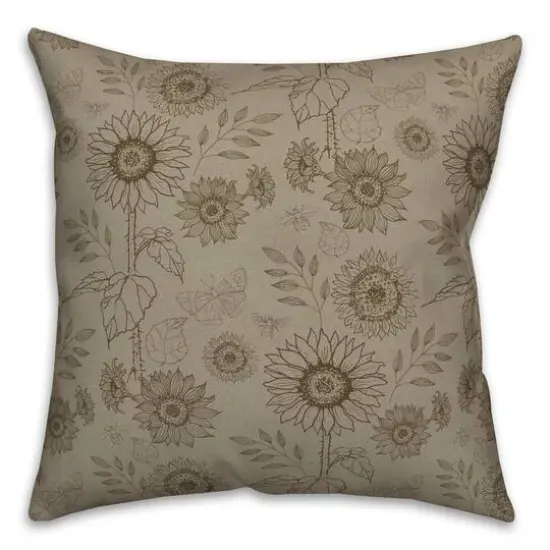 Sunflower Icons Throw Pillow Brown {1}