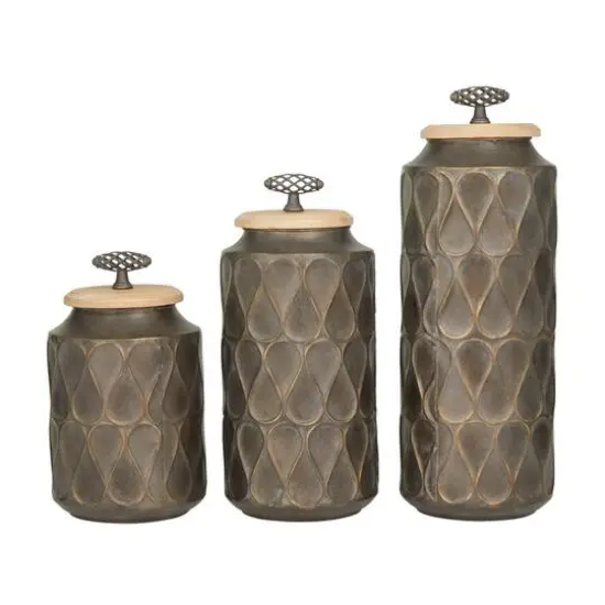 Black Traditional Decorative Jars, Set of 3" 16", 13", 10" {5}