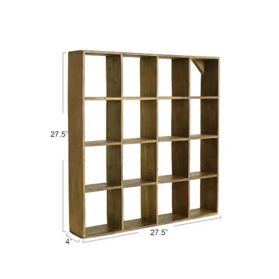 Hello Honey&reg; 28" Square Walnut Finish Reclaimed Wood Shelf with 16 Compartments {4}