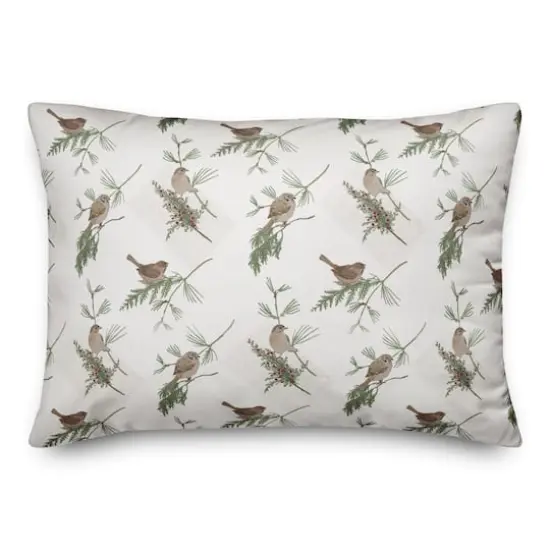 White Pine & Birds Throw Pillow {1}