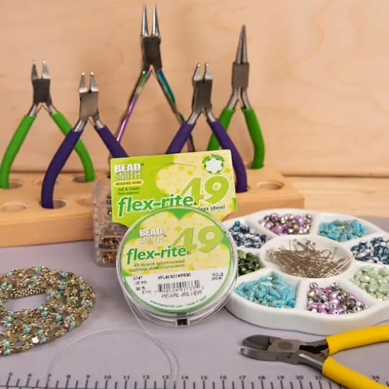 The Beadsmith&reg; Flex-rite&reg; 0.014" Pearl Silver 49 Strand Wire, 30ft. {7}