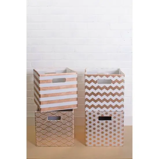 DII&reg; 11" Polyester Stripes Storage Cube Copper {7}