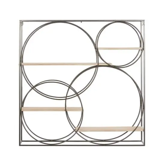 Gray Metal Contemporary Wall Shelf, 32" x 32" x 7" {7}
