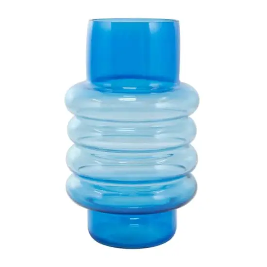 Blue Ombre Bubble Ribbed Glass Vase Set {5}