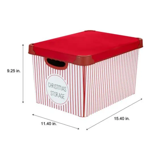 Simplify 15.4" Christmas 60 Ornament Storage Tote Bin with Straps {6}