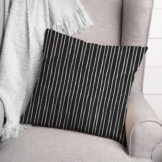 Black White Lines 18" x 18" Throw Pillow {3}