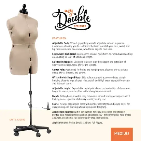 Dritz&reg; My Double Designer Medium Dress Form with Adjustable Tri-Pod Stand {3}