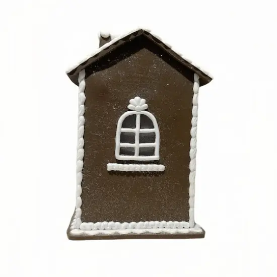 8.5" Brown & White Glitter Lighted 2-Story Gingerbread House Tabletop D&eacute;cor by Ashland&reg; {3}