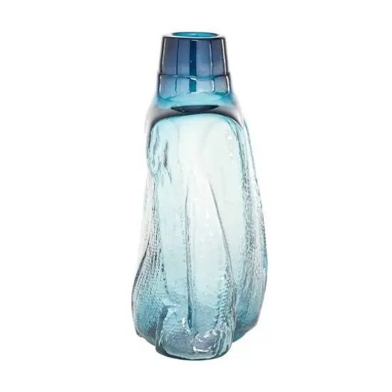 12" Blue Modern Style Glass Bottle Vase {3}