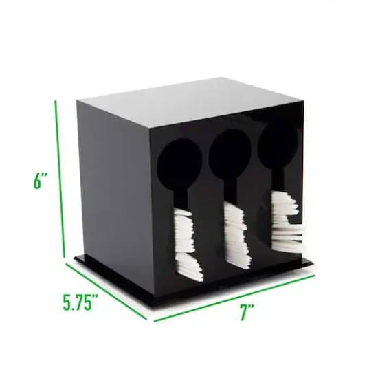 Mind Reader Black 3 Compartment Plastic Utensil Dispenser & Cutlery Organizer {4}