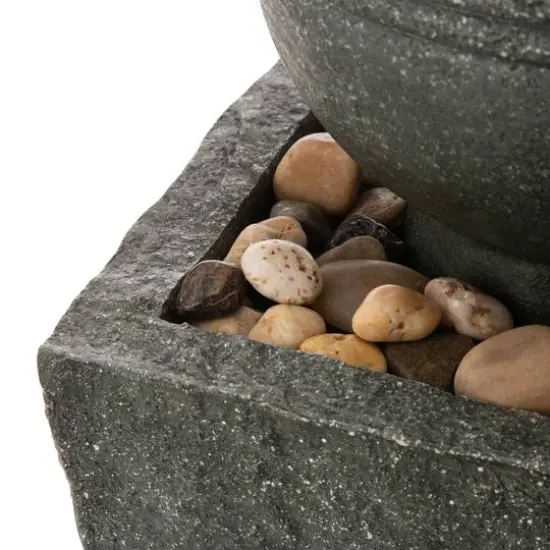 Glitzhome&reg; 32" Polyresin Rippling Floating Sphere Outdoor Fountain with LED Light {9}