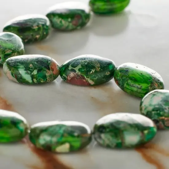 Green Imperial Jasper Oval Beads, 14mm by Bead Landing&trade; {3}