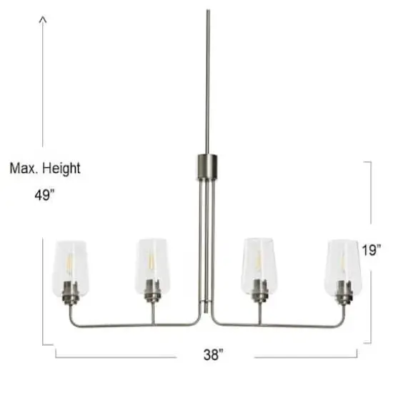 Hello Honey&reg; Robert Stevenson Lighting Holden Metal & Glass 4-Light Linear Chandelier Antique Nickel {6}