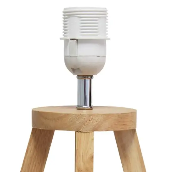 Simple Designs 19" Interlocked Triangular White Wood Table Lamp with Gray Shade Natural and Gray {7}