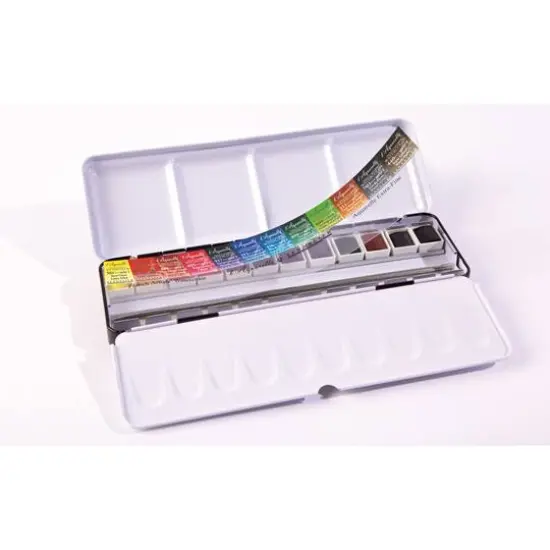 Sennelier 12 Color Half Pan Watercolor Metal Tin Set {4}
