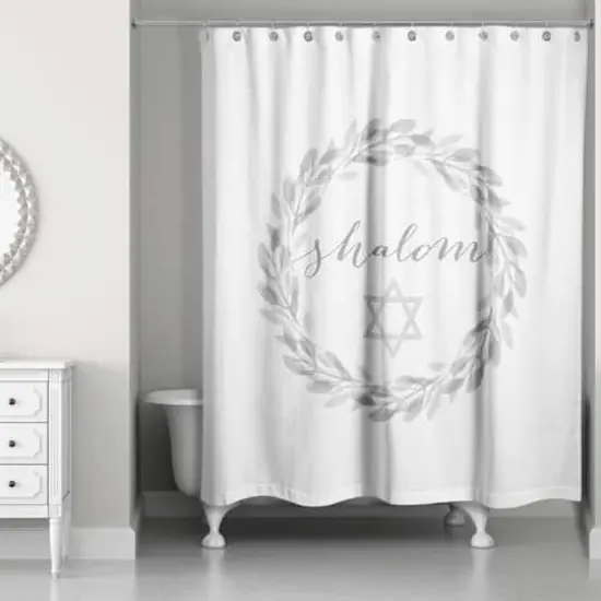 Shalom Wreath Shower Curtain {3}
