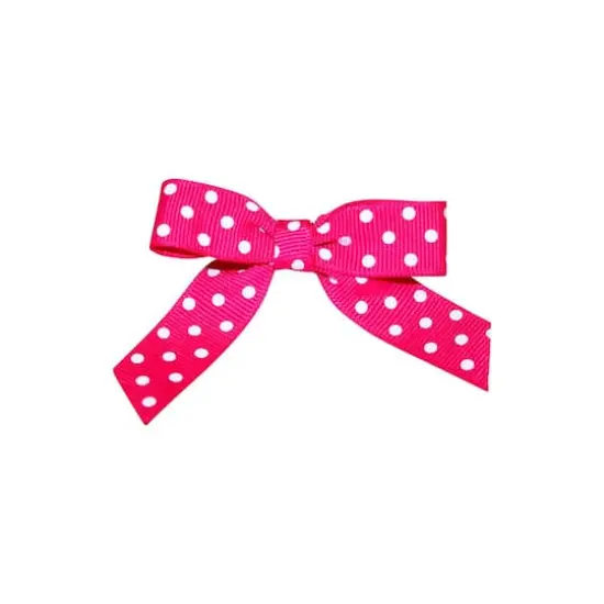 JAM Paper 2.5" Grosgrain Polka Dot Twist Tie Bows, 100ct. Shocking Pink {1}