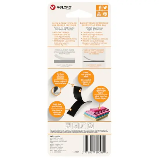 VELCRO&reg; Brand Sleek & Thin&trade; Stick On Black Fastener Roll {5}