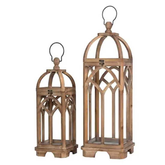 Glitzhome&reg; Farmhouse Natural Wooden Church Window Frame Lanterns, 2ct. {1}