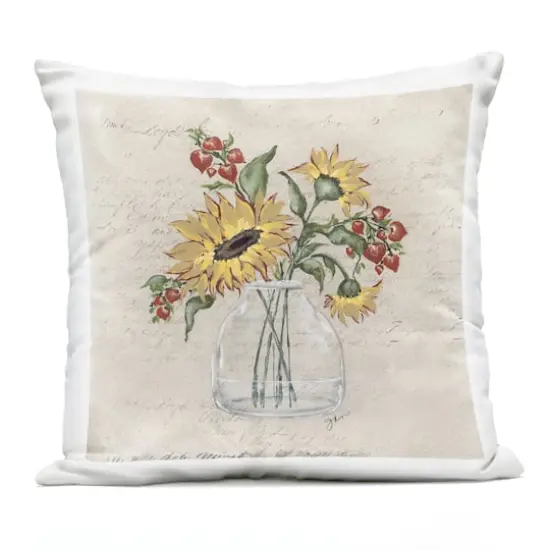 Stupell Industries Autumn Sunflowers Vintage Vase Outdoor Printed Pillow {1}