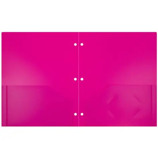 JAM Paper 3-Hole Heavy Duty Plastic Pocket Folder, 6ct. Fuchsia {4}