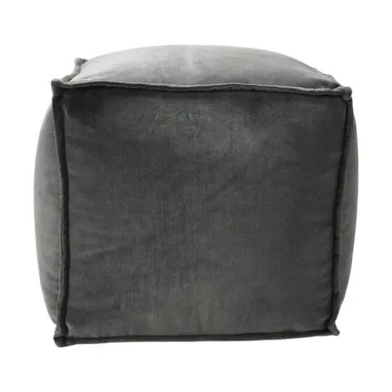 Hello Honey&reg; 18" Modern Boho Cotton Velvet Pouf Dark Gray {1}