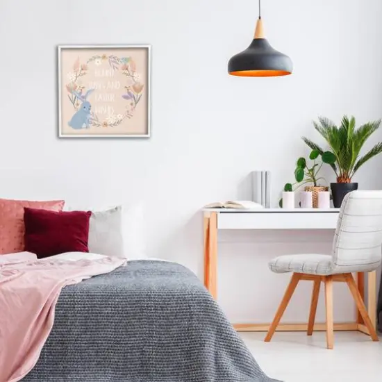 Stupell Industries Bunny Kisses Easter Wishes Framed Giclee Art White {3}