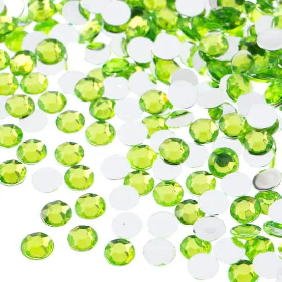 John Bead 6mm Acrylic Round Flat Back Rhinestones, 1,000ct. Peridot {1}