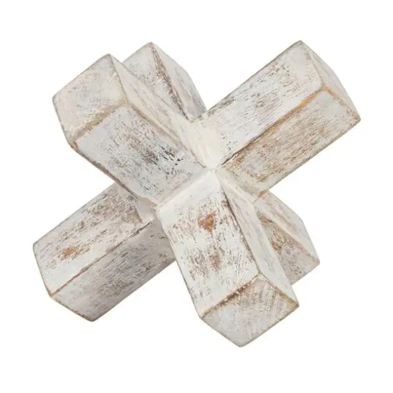Hello Honey&reg; 6" Whitewashed Mango Wood Jack Cross Decoration {6}