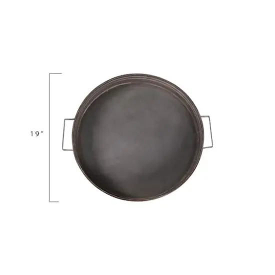 Hello Honey&reg; 19'' Round Decorative Iron Tray with Handles {5}
