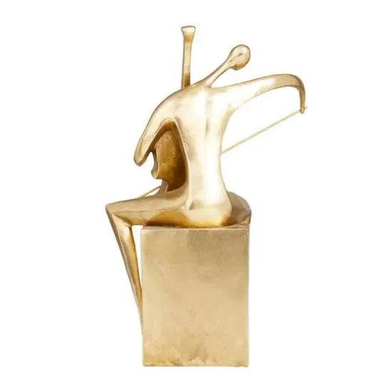Gold Polystone Contemporary Sculpture, 17" x 12" x 7" {6}