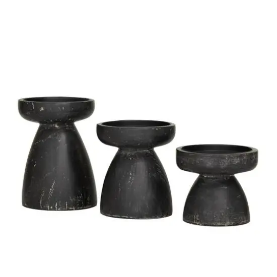 Black Traditional Candle Holder Set {3}