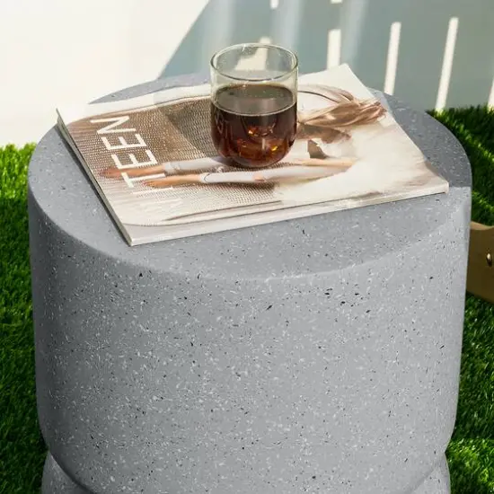 Glitzhome&reg; 17" Multifunctional Faux Terrazzo Stool Gray {7}