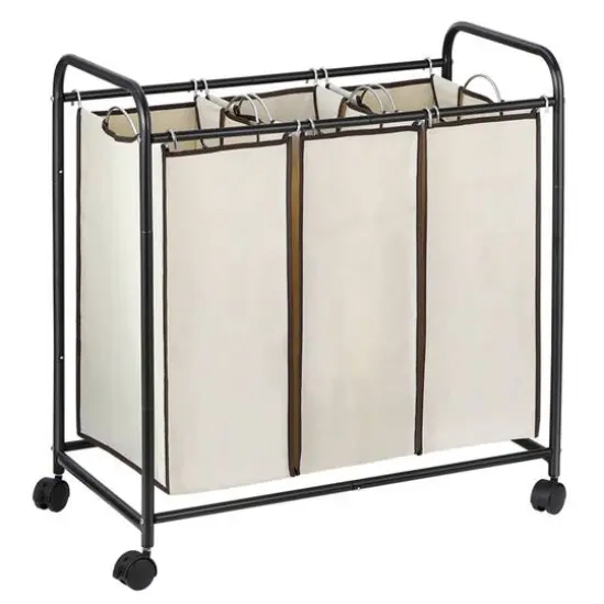 NEX&trade; 30" Brown Removable 3-Bag Laundry Sorter {8}