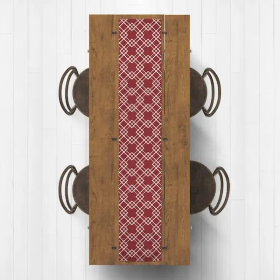 Diamond Lines Indoor/Outdoor Table Runner Red {4}