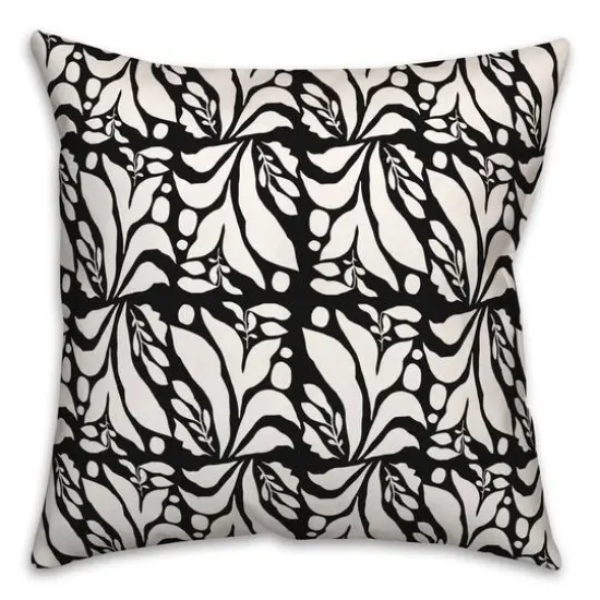 18" Fun Foliage Indoor/Outdoor Pillow Black {1}