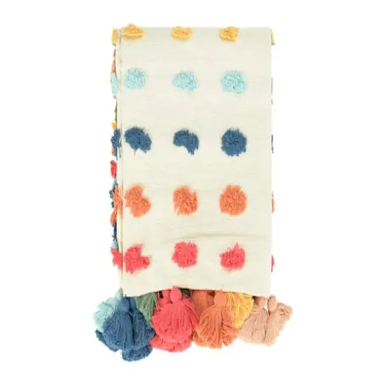 Hello Honey&reg; Woven Cotton Throw with Tufted Dots and Tassels {1}