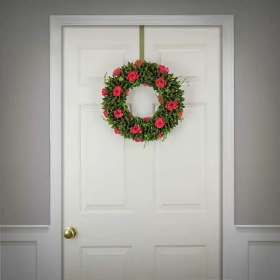 18" Hot Pink Spring Floral Wreath {3}