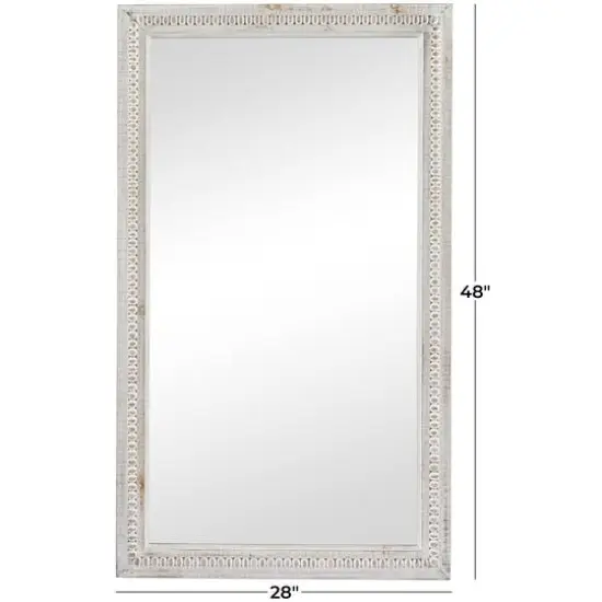 White Wood Carved Beaded Wall Mirror 28" x 1" x 48" {6}