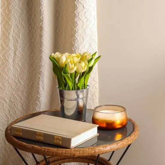 9" Tulip Bouquet in Metal Pot Light Yellow {4}