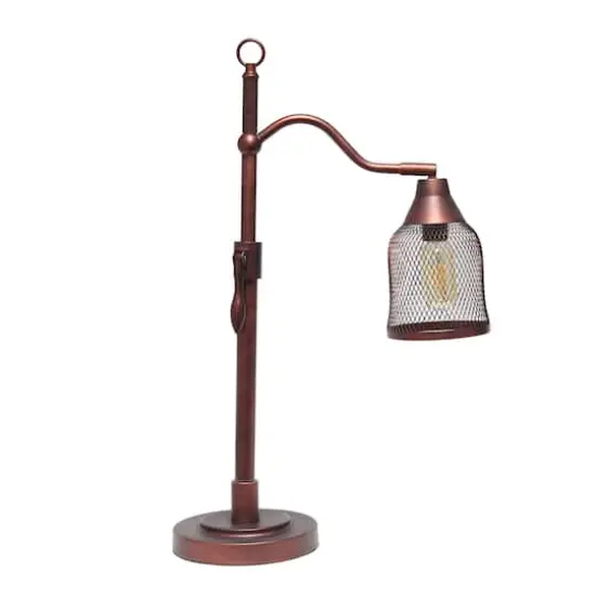Lalia Home 25" Red Bronze Vintage Arched Table Lamp with Iron Mesh Shade {1}