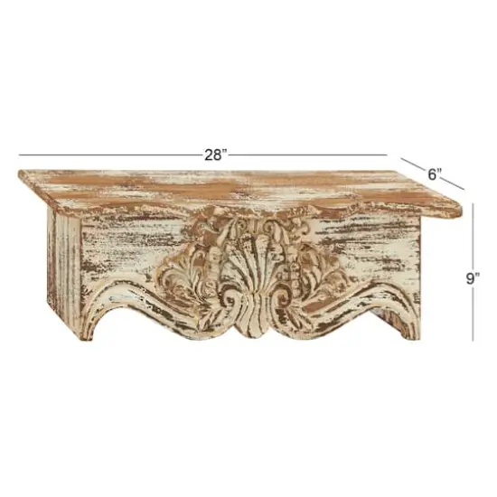 Brown Wood Vintage Wall Shelf {8}